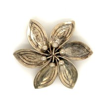 Vintage Sterling Silver Signed Aarre and Krogh Denmark Modern Flower Brooch Pin - £75.17 GBP