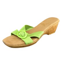 Italian Shoemakers Sz 11 M Green Slide Fabric Women Sandals - £15.75 GBP