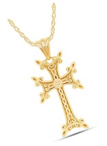 14K Gold 925 Sterling Silver Armenian Cross Pendant - £103.74 GBP