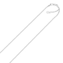14k White Gold Adjustable Sparkle Chain 1.5mm Width 22&quot; Inches Length Necklace - £288.52 GBP