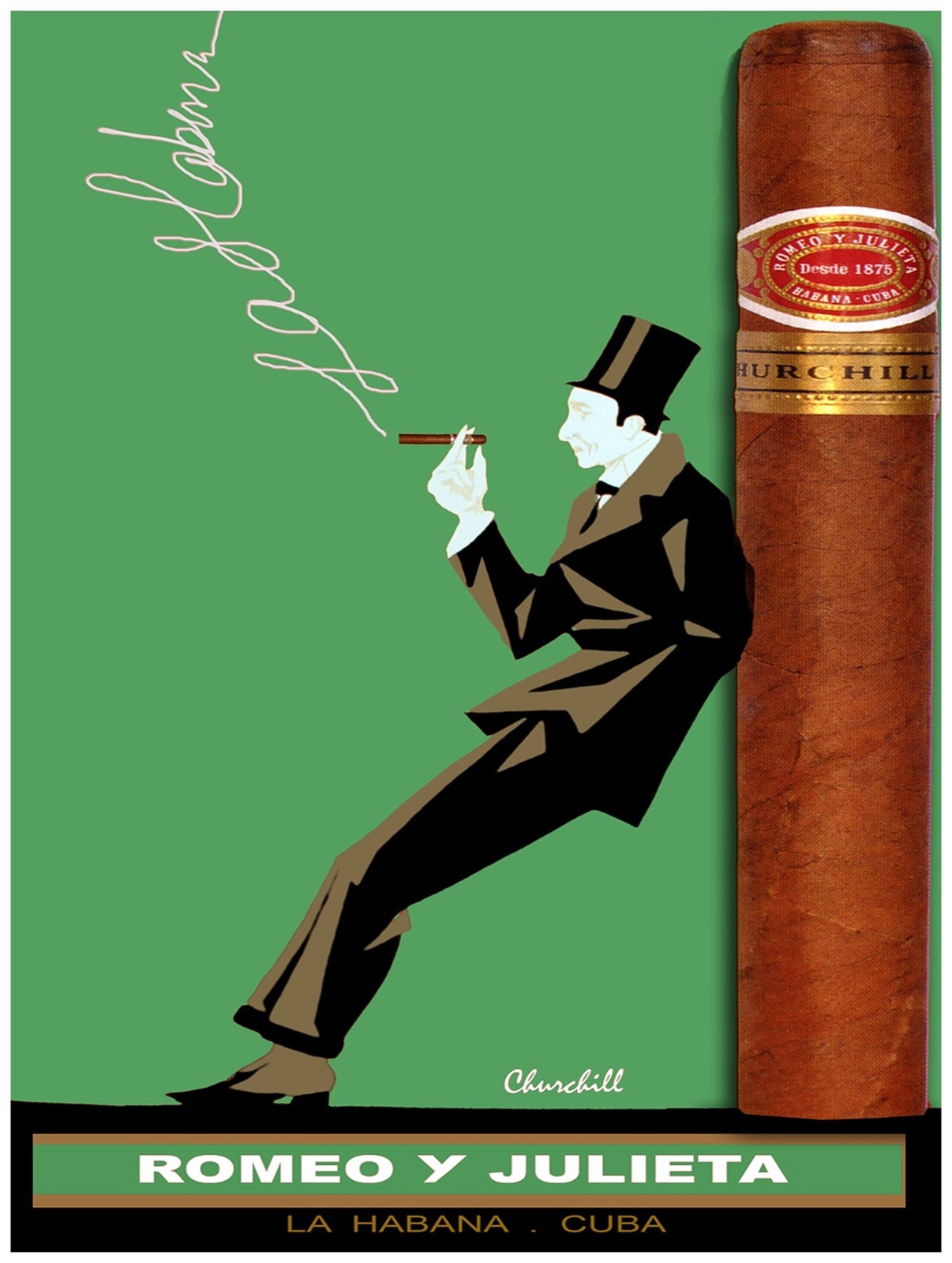 6214.Cuban cigar pre-Castro 18x24 Poster.Green Wall Art Decorative interior Desi - £22.38 GBP