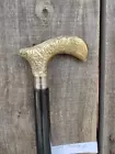 Engraved Derby Handmade walking stick Vintage Solid wands,Handle Cane Wo... - $36.99