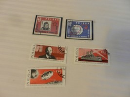 Lot of 5 Poland Stamps from 1961, 1967 Space, Ships Lenin - $8.00