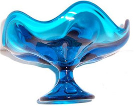 Vintage VIKING Aqua Blue Depression Pressed Glass Candy Table Display - £40.95 GBP