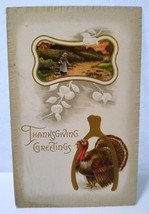 Thanksgiving Postcard Turkey With Scenic Farm Meeker 1910 New Castle - £7.45 GBP