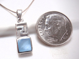 Very Small Blue Mother of Pearl 925 Sterling Silver Square and Rectangle Pendant - £7.18 GBP