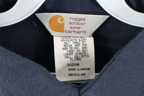 Deadstock Vtg 90s Carhartt Mens 3XL Moleskin Chamois Cloth Button Shirt Navy USA Item image 6