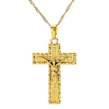 Fashion Cross Chain Necklace For Women Men Ladies Gold Color Jewelry Pendant Nec - £13.97 GBP