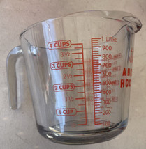 Anchor Hocking Clear Glass 4 Cup 1 Quart Handled Measuring Cup - £12.65 GBP