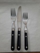 3 Pc WF Washington Forge Stainless Steel Black Flatware Mardi Gras Knife 2 Forks - £12.41 GBP