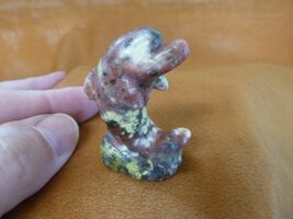 (Y-DOL-JU-560) DOLPHIN Porpoise gemstone PINK YELLOW JASPER stone carving - €13,46 EUR
