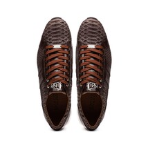 Hand painted genuine Snake and calfskin Sneaker Shoes Verona Brown image 5