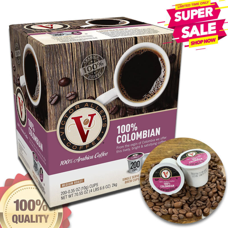 100% Colombian Single Serve Roast Coffee 200 Count Victor Allens Coffee K Cups - $105.26