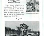 1975 Welcome to the Indianapolis Motor Speedway Booklet Tony Hulman - £9.34 GBP