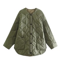 Women&#39;s Winter Quilted Coats 2023 Women O-neck Single Breasted Long Parkas Stree - £53.99 GBP