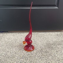 Vintage Red RUBY MCM Viking Glass Long Tail Bird - Beautiful! Great Cond... - $125.00