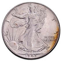 1943 Marche Liberty 50C Demi Dollar En Choix Bu État Excellent Oeil Appeal - $55.05