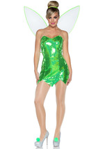 6 PC Green Fairy  includes sequin dress  removable clear straps  shorts  fairy w - £89.31 GBP