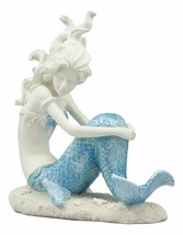 Lovesick Mermaid Sitting On Ocean Floor Statue Beautiful Atlantis Mermaid Decor - £19.76 GBP