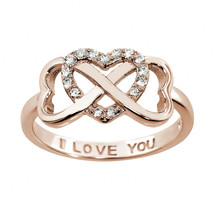 Sterling Silver 14k R Gold Plated Infinity Cubic Zirconia Heart I LOVE Y... - $39.98