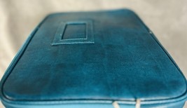 Laptop Computer Sleeve, Turquoise Blue Faux Leather Zip Close - $25.16