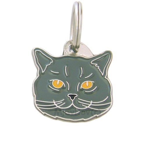 Primary image for Cat ID Tag British shorthair, Personalized, Engraved, Handmade, Key chain, Charm