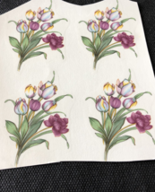 M86 - Ceramic Waterslide Vintage Decal - 4 Red &amp; White Tulips  - 2.5&quot; - $2.00