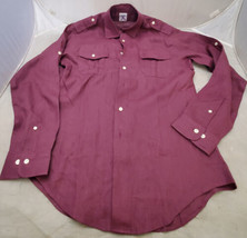 Brooks Brothers Men&#39;s Button Down Shirt Size Medium Burgundy Shoulder Epaulets - £3.88 GBP
