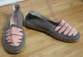 NWOT Toni Pons Origens 38 7.5 Gray Pink Lace Fabric Flats Espadrilles - £35.79 GBP