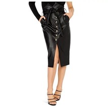 Bardot Womens 4 Black Faux Leather Tie Waist Knee Length Skirt NWD AI77 - $746.03 MXN