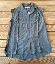 Bishop + Young NWT Women’s Sleeveless Button Up Blouse Size S Olive CQ - £13.37 GBP