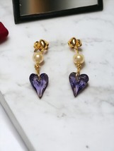Tanzanite colored crystal Earrings Handcrafted - £11.78 GBP