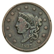1837 Mediano Letras Grande Centavo En Fina Estado, Marrón Color, Bonito ... - $49.48