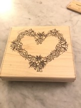 DOTS Holly And Berry Heart Rubber Stamp R151 Very Good Condition 4.5X4 - £4.70 GBP