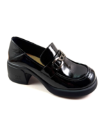 Bonavi 25-TZE7-3 Black Patent Leather Mid Block Heel Loafer Shoe - $139.99