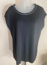 NWT Tommy Bahama Sz M Womens Knit Black Top Cap Sleeve Stretch Embellished - £23.73 GBP