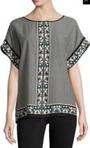 NWT Women&#39;s Max Studio S/S Geometric Print Poplin Blouse Sz M Medium - £23.34 GBP