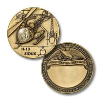 ARMY H-13 SIOUX HELICOPTER ENGRAVABLE 1.75&quot; CHALLENGE COIN - £27.37 GBP