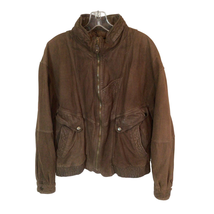Vintage Retro Members Only Brown Leather Jacket Large 44 6 Pockets 907A - £57.10 GBP