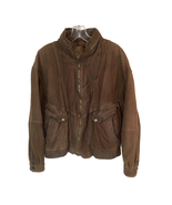 Vintage Retro Members Only Brown Leather Jacket Large 44 6 Pockets 907A - £54.94 GBP