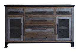 71&quot; Brown Solid and Manufactured Wood Distressed Buffet Table - $70,028.78 MXN