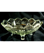 Vintage Clear Glass Oval Shape Fruit Footed Scallop Edge Bowl Vase Etche... - £24.63 GBP