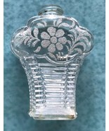 Vtg Clear Etched Glass Floral 3.25” Perfume Bottle No Stopper Basket Of ... - $14.85
