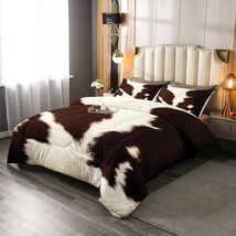 Cowhide Comforter King Size White Brown Cow Print Bedding Set For Boys Girls Man - £94.11 GBP