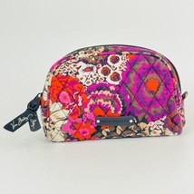 Vera Bradley Grand Travel Cosmetic Bag Floral Bursts Pattern Pink Purple 7”x4.5” - $13.54