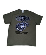 Marines Eagle Graphic T-Shirt Men Large Pullover Army Green USA American - $15.39