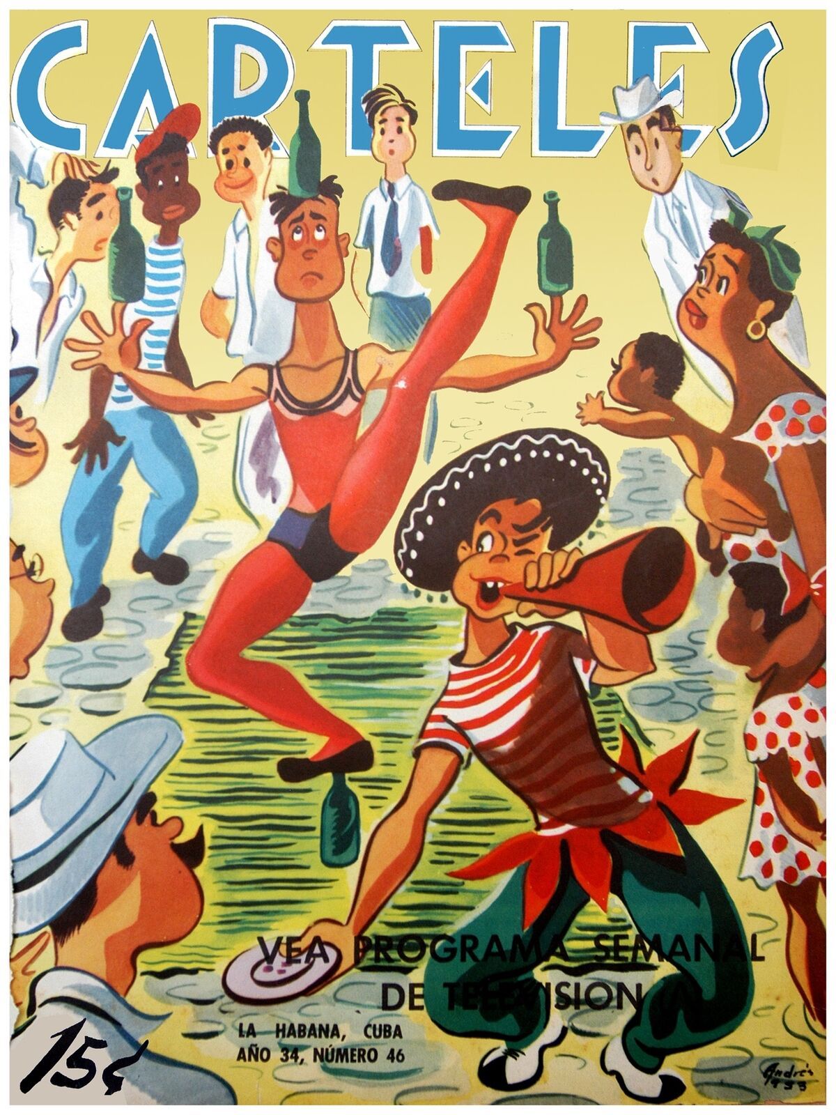 Primary image for 450.Quality Design Poster"Street Performers in Havana" !Funny! retro interior