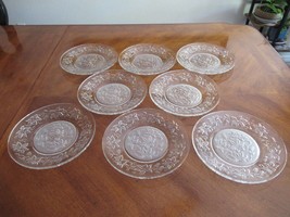 8x Vintage Princess House Fantasia 8&quot; Luncheon Plates Poinsettia Clear F... - £34.17 GBP