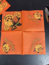 Halloween Crepe Paper Napkin Ugly Witch Jack O&#39; Lanterns Owl lot of 3 Vi... - £7.78 GBP