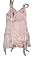 Vtg Rengo OB  Open Bottom Corset Girdle Brocade 34 CORSELETTE 4 Garters ... - $182.47